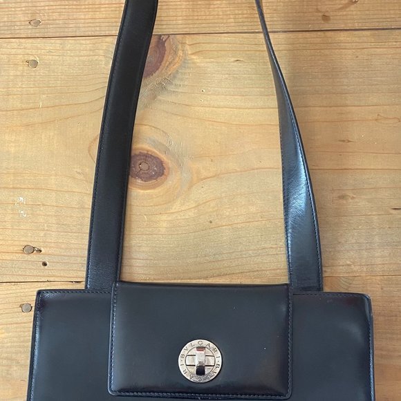 Vintage Bvlgari Black Leather Shoulder Bag - Picture 7 of 9